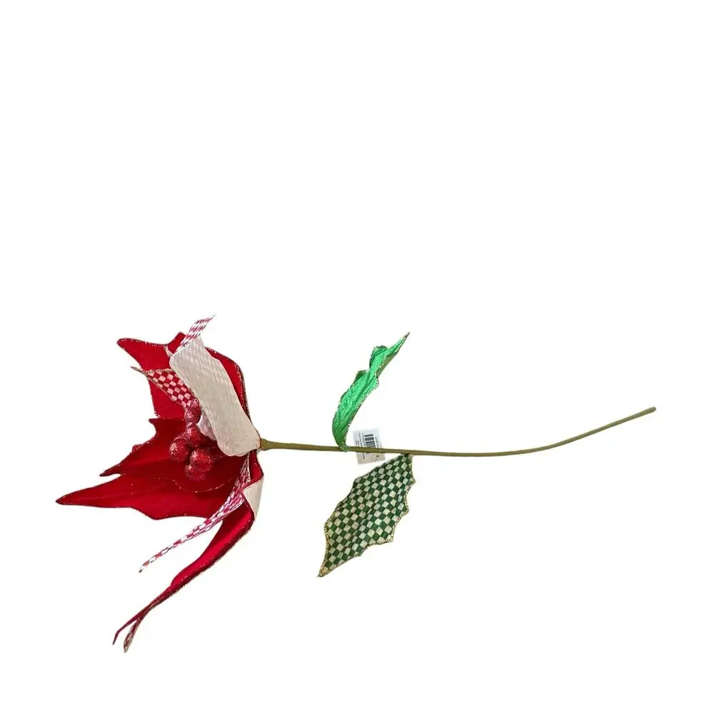 NEW MacKenzie Childs Jumbo Poinsettia Stem 24in Festive Christmas Holiday Decor